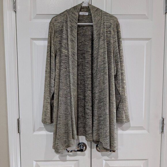 Calvin Klein Women's Open Front Drape Cardigan 1X Gold - Picture 2 of 14